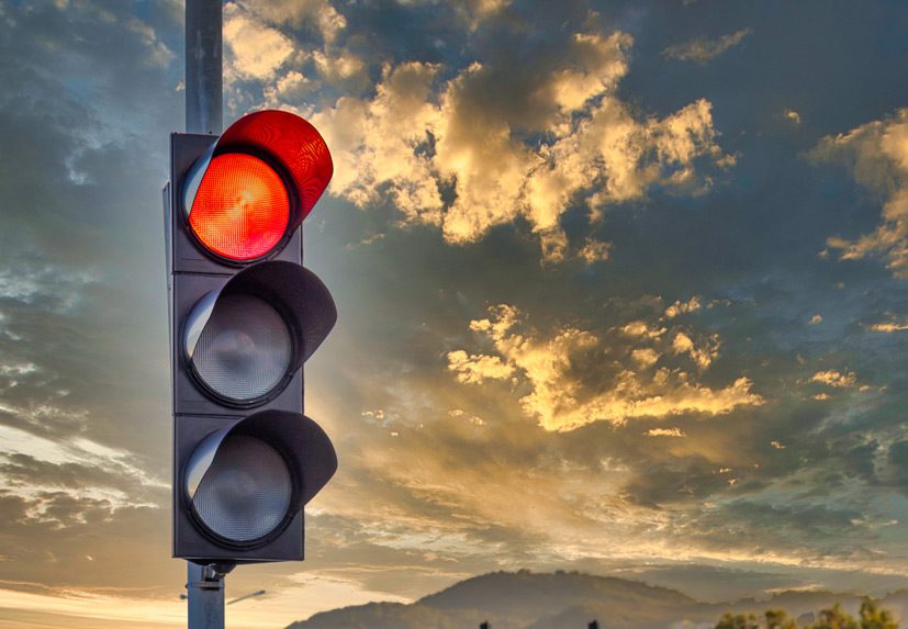 Red-light-in-city-intersection-to-prevent-accidents-from-traffic-violation