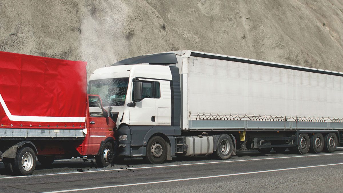 Trucks carrying goods involved in an accident